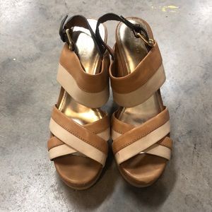 Coach leather two tone wedges